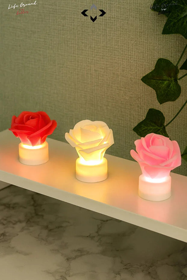 Sett med tre mini-LED-roselamper