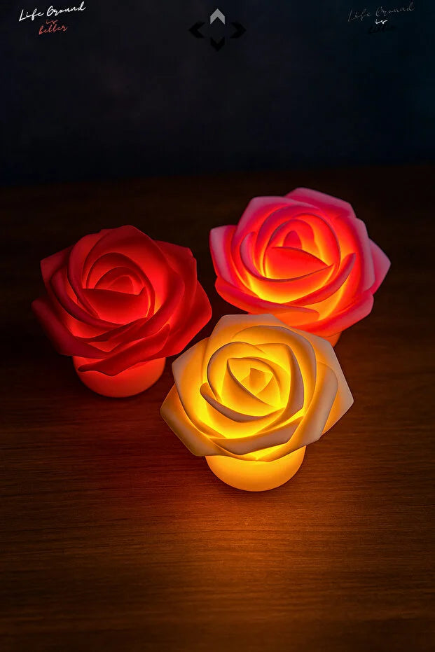 Sett med tre mini-LED-roselamper