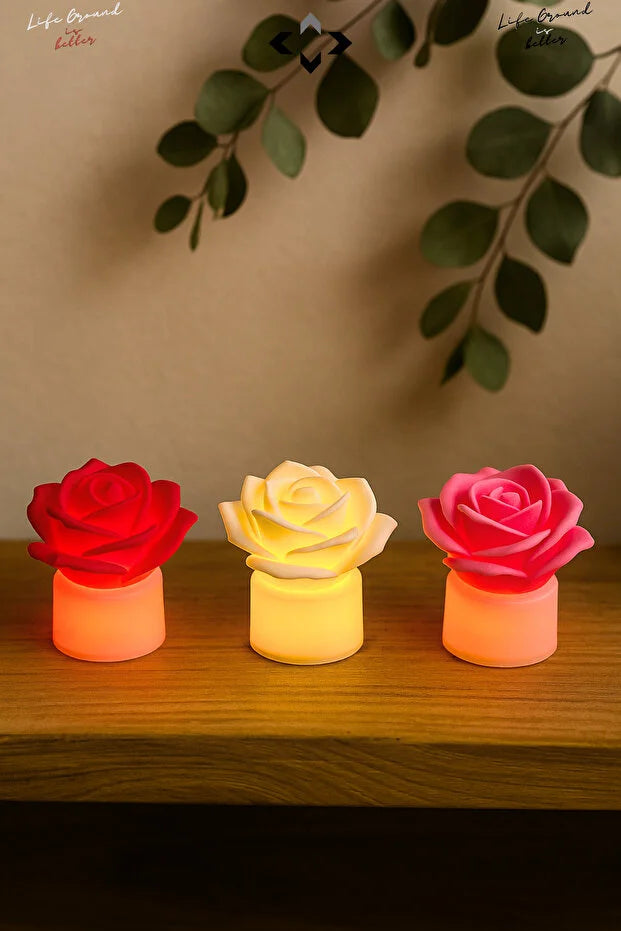 Sett med tre mini-LED-roselamper