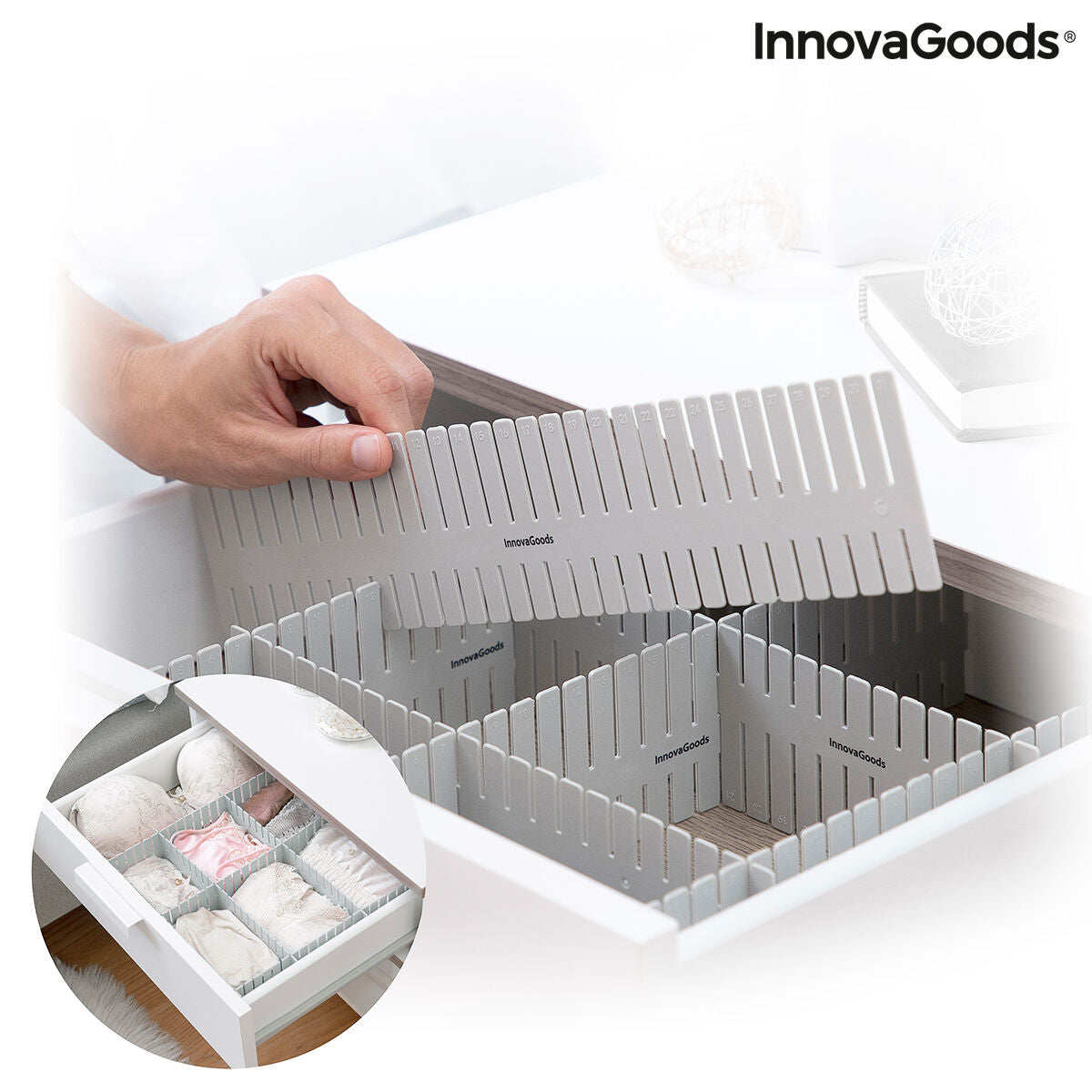 Justerbar skuffeorganisator Condor – 16 deler, InnovaGoods