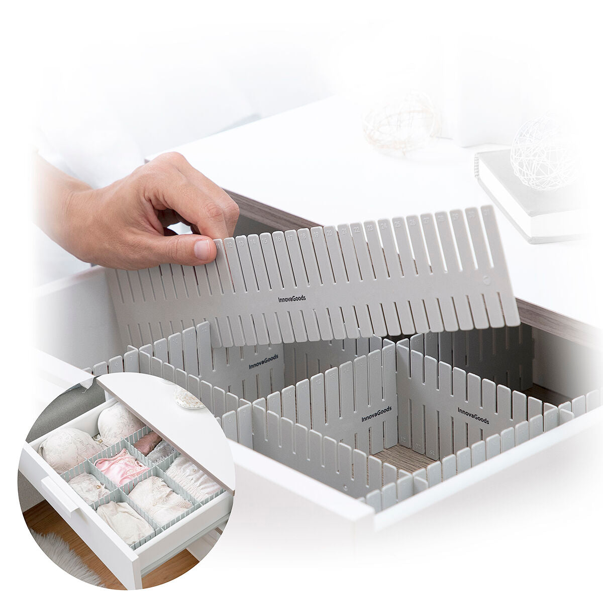 Justerbar skuffeorganisator Condor – 16 deler, InnovaGoods